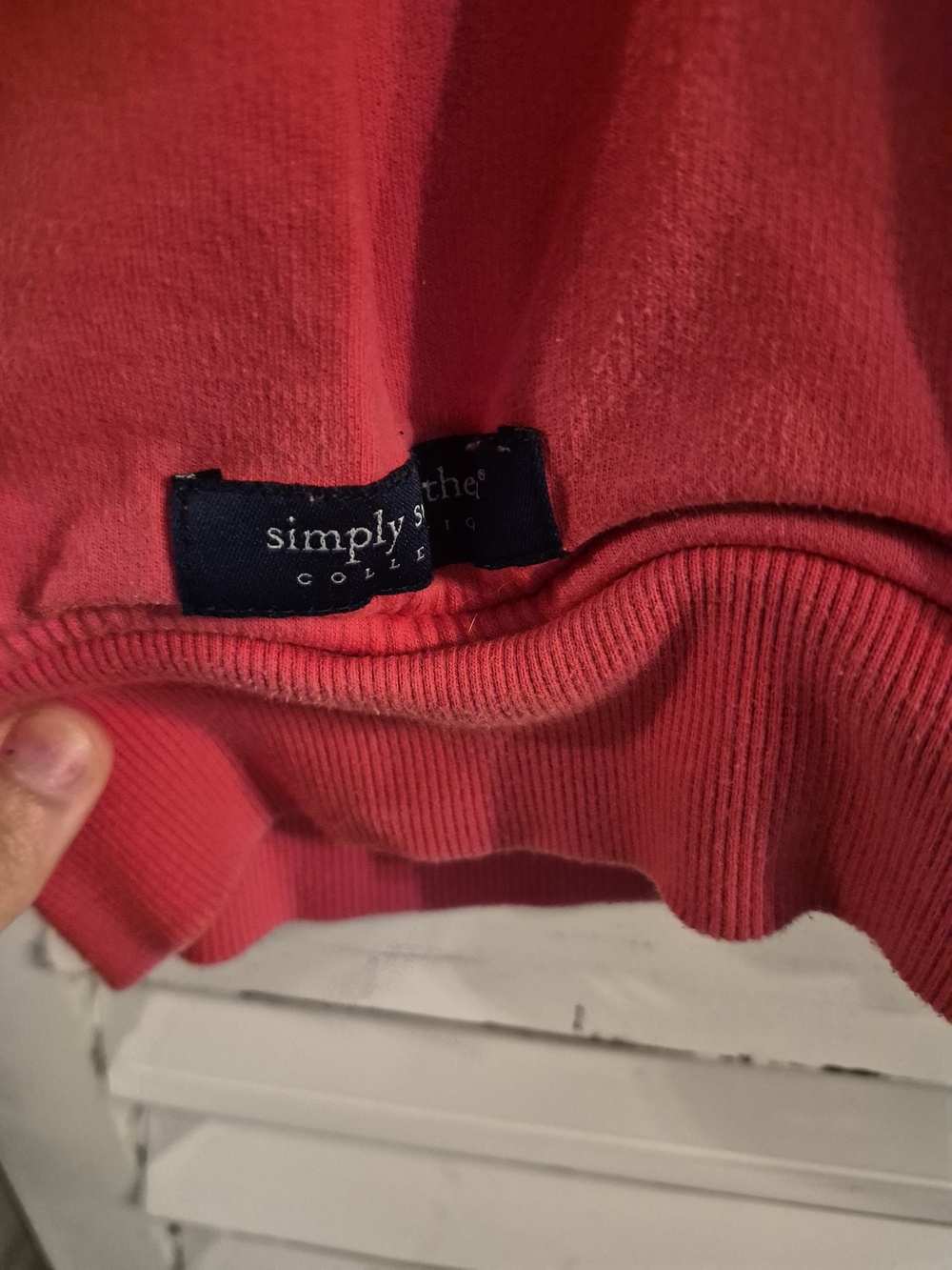 Simply Southern pink cotton 1/4 zip pullover featuring navy blue anchor-patterne - Picture 5 of 7